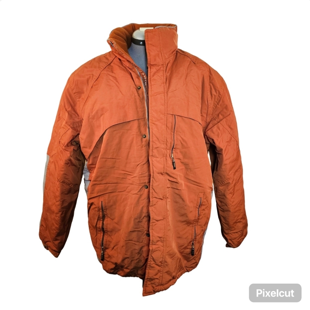 Alpinetek terracotta brown grey details super loft men winter jacket sz L US